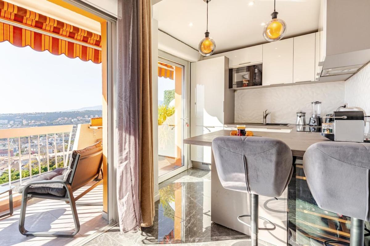 Vue Mer Et Montagne Panoramique Nizza Kültér fotó